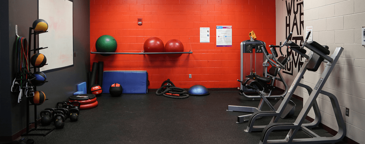 A fitness room at the Southeast Armed Services YMCA